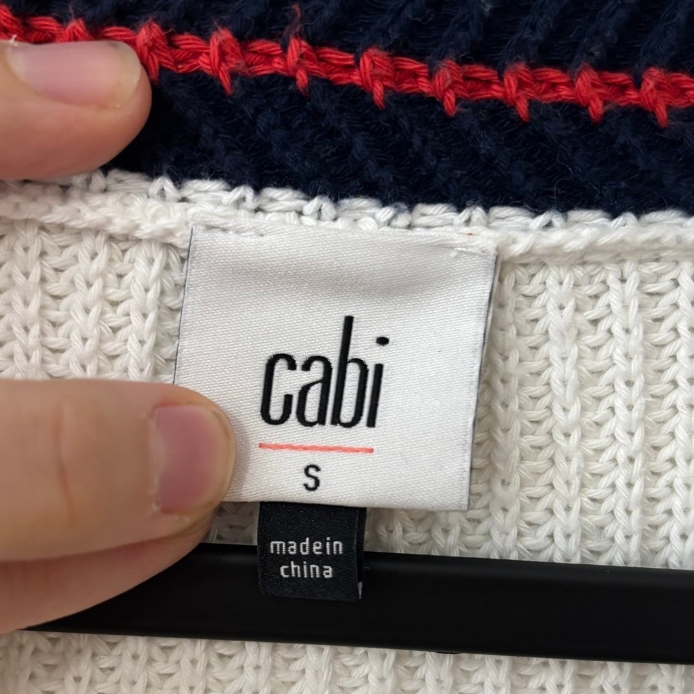 White V Neck Tennis Sweater Women‎ Classic Old Money Academia Cabi S RUNS BIG - Picture 8 of 8